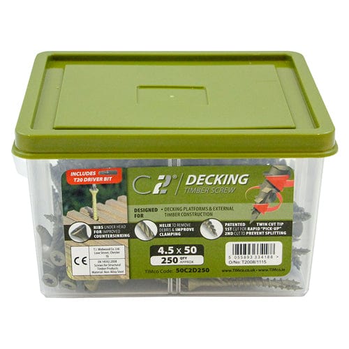 Timco - C2 Deck-Fix TX20 CSK GRN TUB 4.5 x 65 - 250 PCS