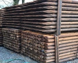 1.8M x 90mm (6' x 3,1/2") CREOSOTED machine round pointed fence post