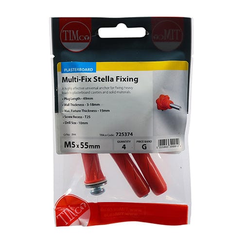 Timco - Multi-Fix Stella Fixing Red M5 x 80 - 4 PCS